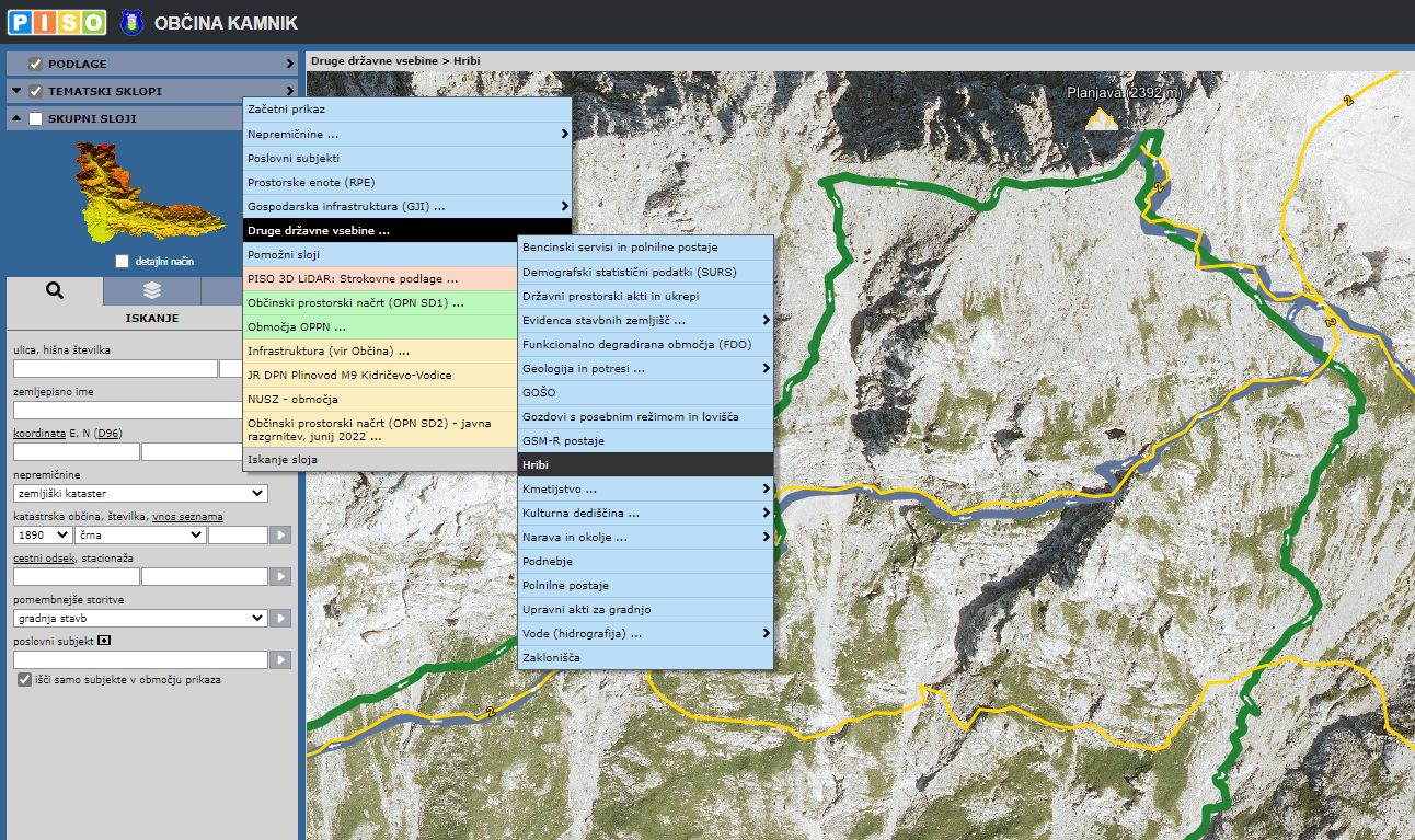 Planinske poti - načrtovanje z uporabo pregledovalnika PISO